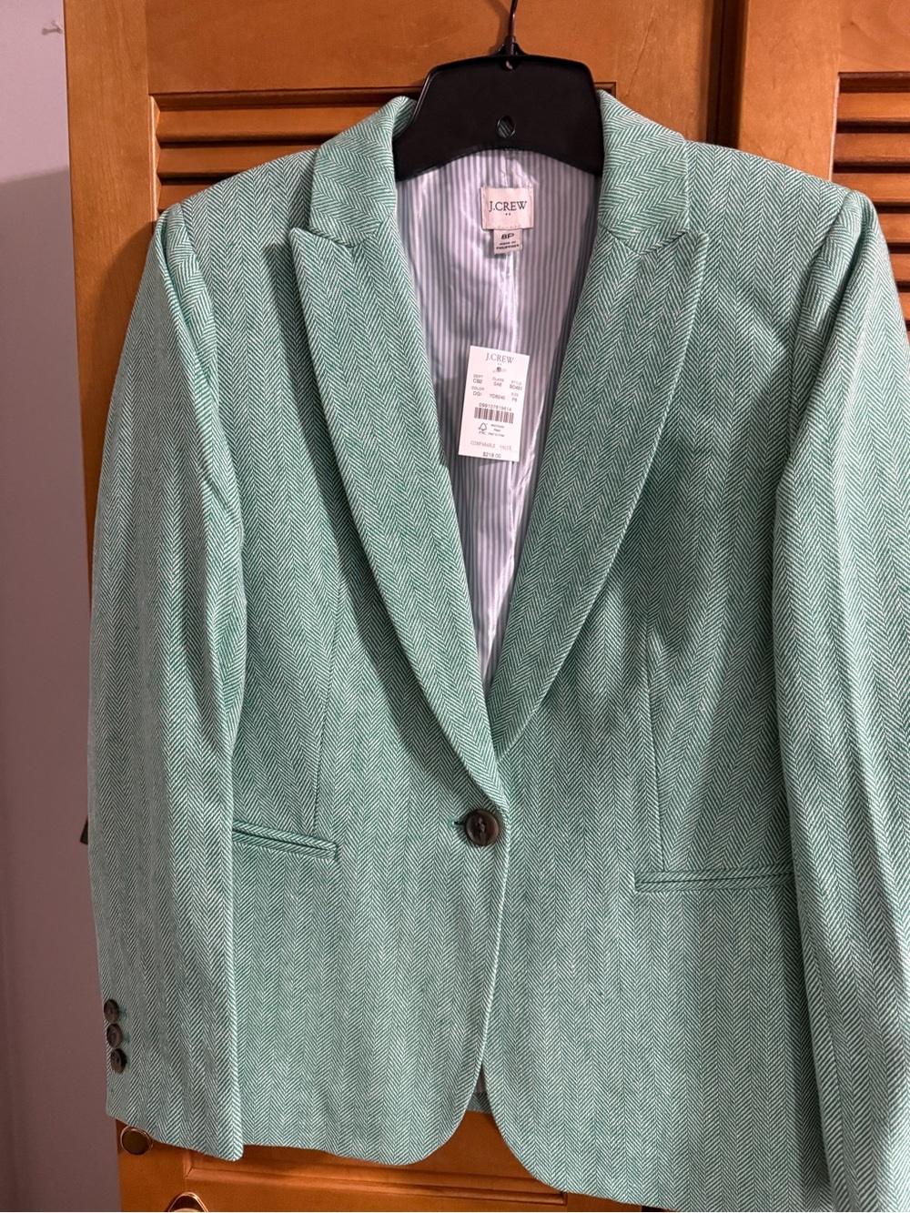 J. Crew women Mint Green Herringbone Blazer